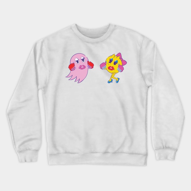 Gamer Girl vs Ghost (Pink) Crewneck Sweatshirt by Shining Glimmer